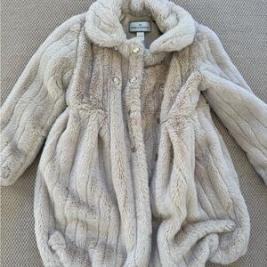 Girls Beige Faux Fur Jacket